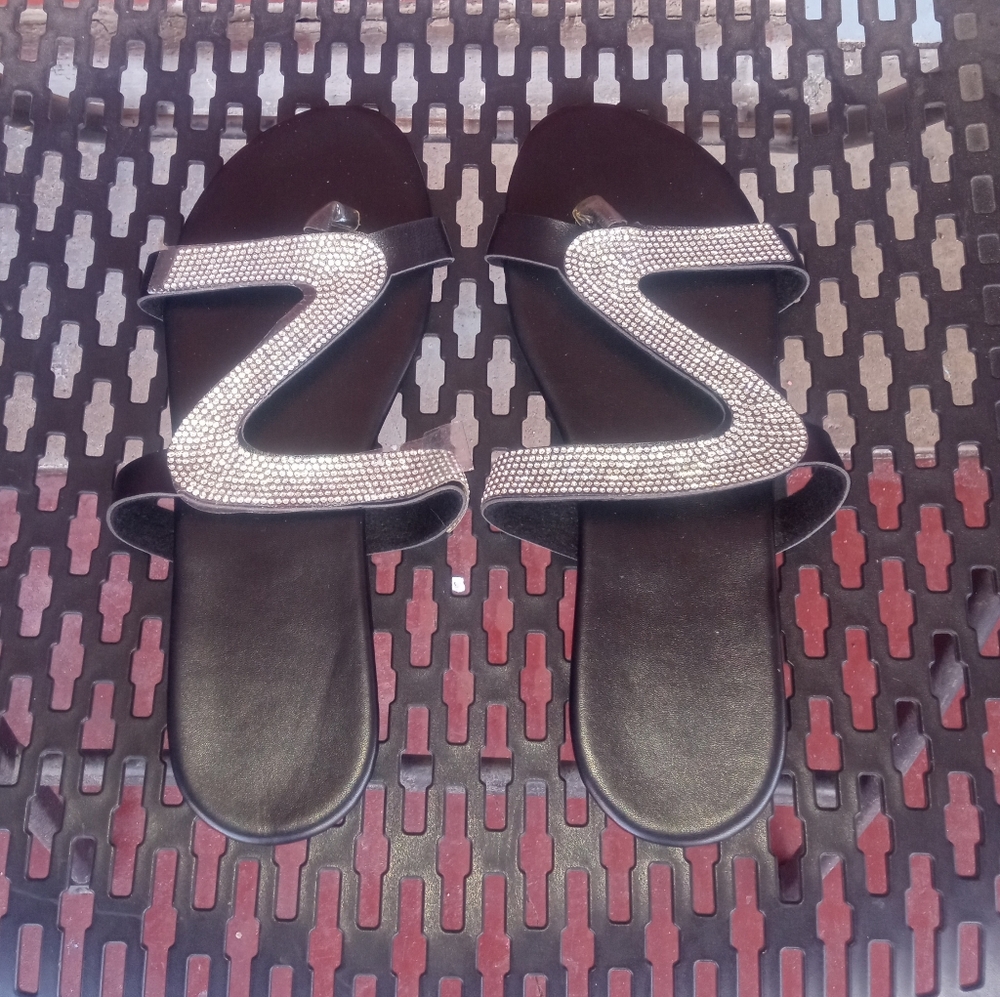 Elegant Black and Silver Women's Sandals